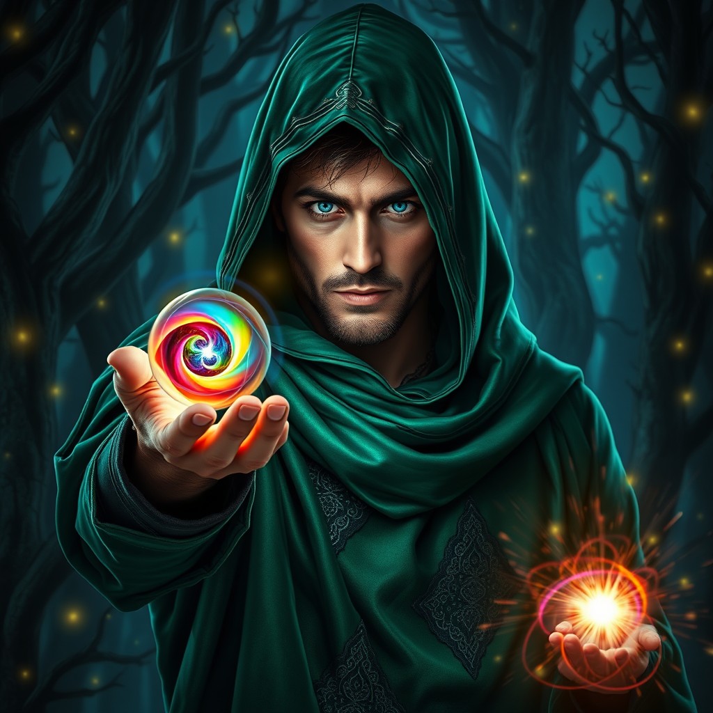 Enigmatic Hooded Mage: A Medieval Magic Portrait