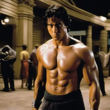 The protagonist in the film was blear from fighting the villains throughout the night.