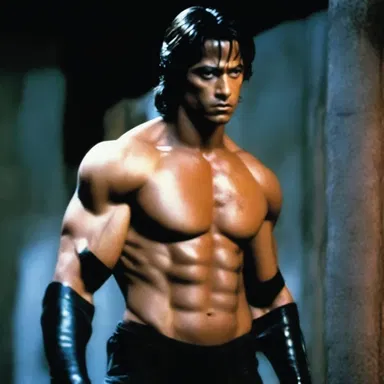 The protagonist in the film was blear from fighting the villains throughout the night.