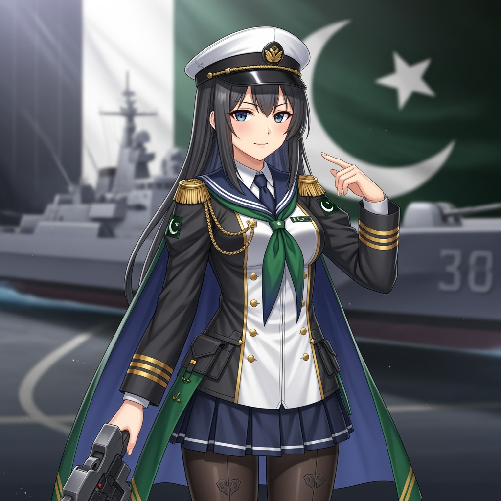A character from the Azur Lane series, who perfectly balances stealthy, modern military aesthetics with cultural elements
