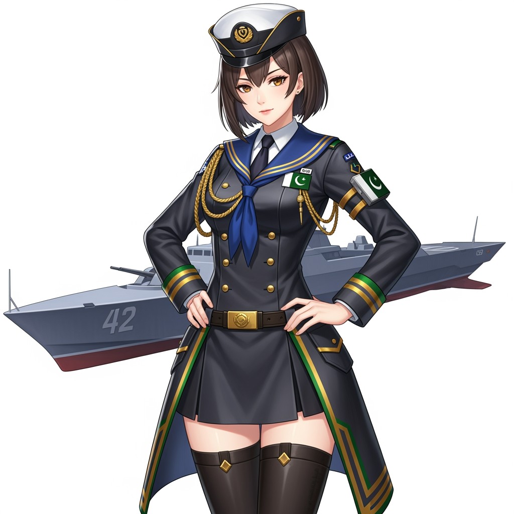 A character inspired by the Azur Lane series, featuring a female design that harmonizes stealthy, modern military aesthetics with cultural influences