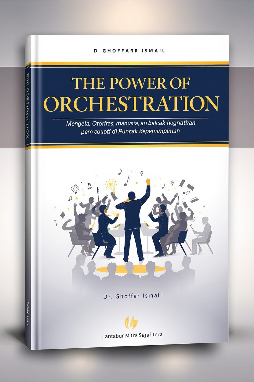 A captivating book cover design for 'THE POWER OF ORCHESTRATION' by Dr