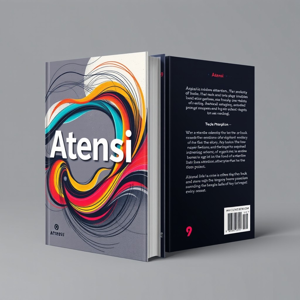 A stunning book cover design featuring both the front and back of a book titled 'Atensi'