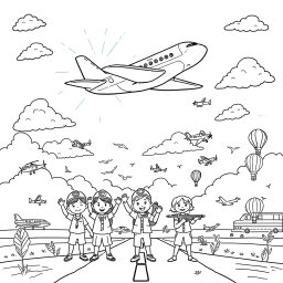 A fun and engaging coloring page designed for a homeschool project themed around Aviation Day