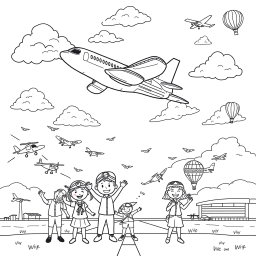 A fun and engaging coloring page designed for a homeschool project themed around Aviation Day