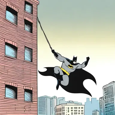 In the cartoon series 'Batman', the superhero often used a grappling hook to swing from building to building.