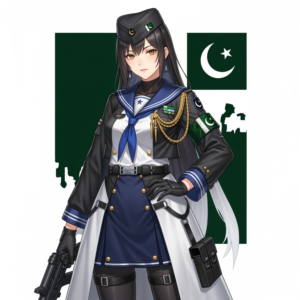 A character inspired by the Azur Lane series, embodying a perfect blend of stealthy modern military aesthetics and cultural elements