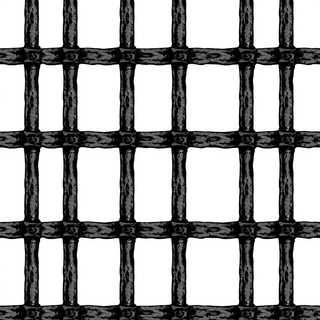 A striking design featuring a pattern of jail bars