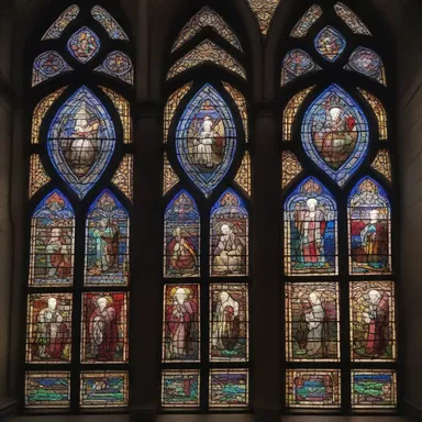 The grand cathedral was adorned with intricate stained glass windows and featured a hidden mural of the church mouse amidst the artwork.