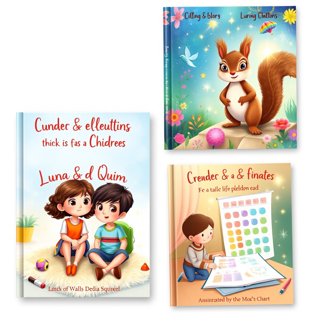 Three enchanting children's book covers that embody magic and fantasy, set in a modern-day context