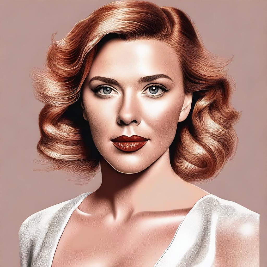 This is a high-quality, realistic digital art piece featuring Scarlett Johansson