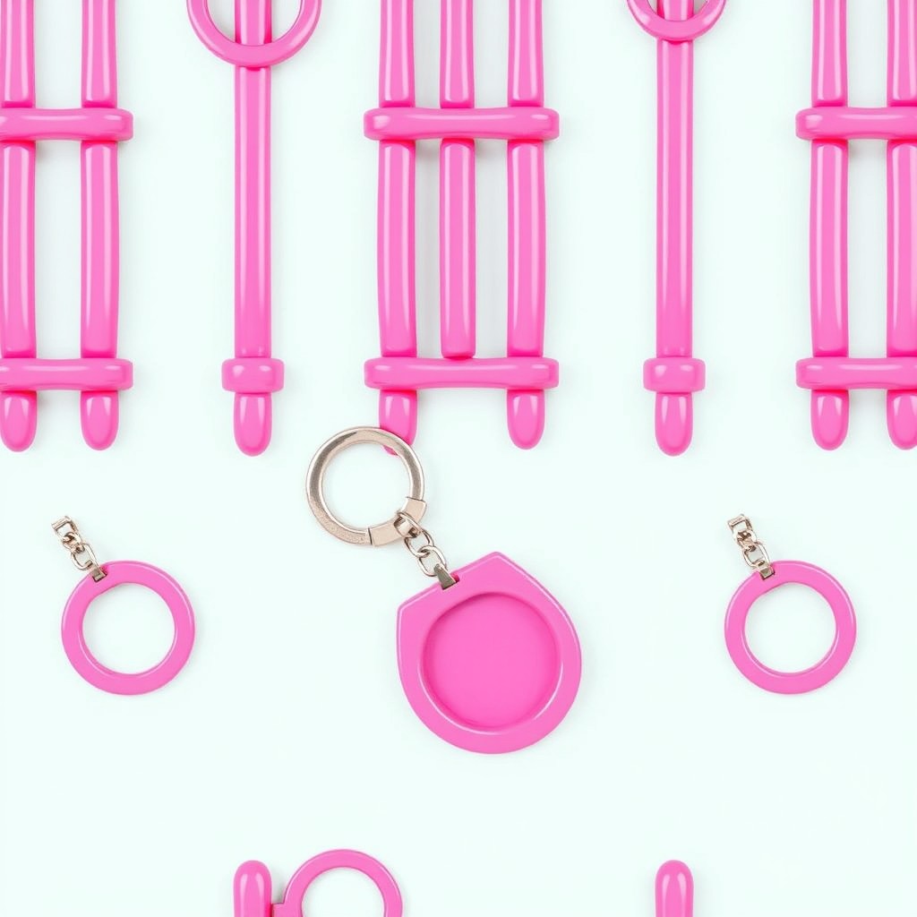 A colorful design featuring pink jail bars adorned with handcuffs, perfect for a whimsical paper wrap