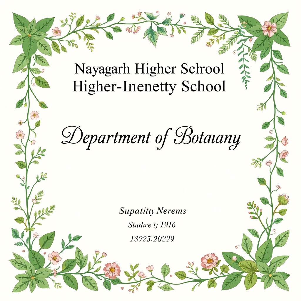 An elegant design for the practical front page of Nayagarh Higher Secondary School's Department of Botany