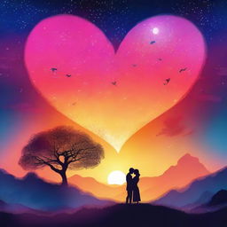 An elegant digital art piece titled 'Love: Reality or Mirage'