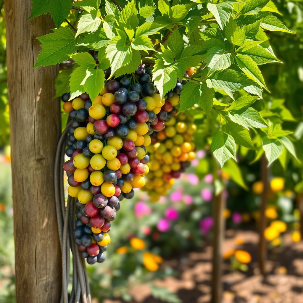 Thriving Fruit-Laden Vine Tree in a Sunny Garden