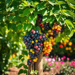 Thriving Fruit-Laden Vine Tree in a Sunny Garden