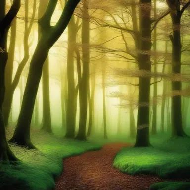 The enchanted forest in the book had an undertone of mystical shades, like shimmering gold and iridescent green.