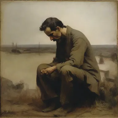 The artist used a subtle undertone of melancholy in his painting, creating a sense of sorrow and reflection.