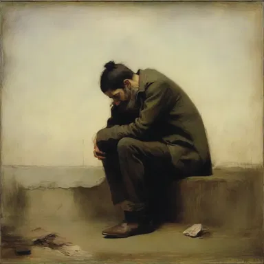 The artist used a subtle undertone of melancholy in his painting, creating a sense of sorrow and reflection.