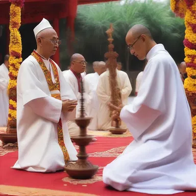 During the sacred ceremony, the priest spoke with an undertone of reverence and awe, invoking a deeply spiritual atmosphere.