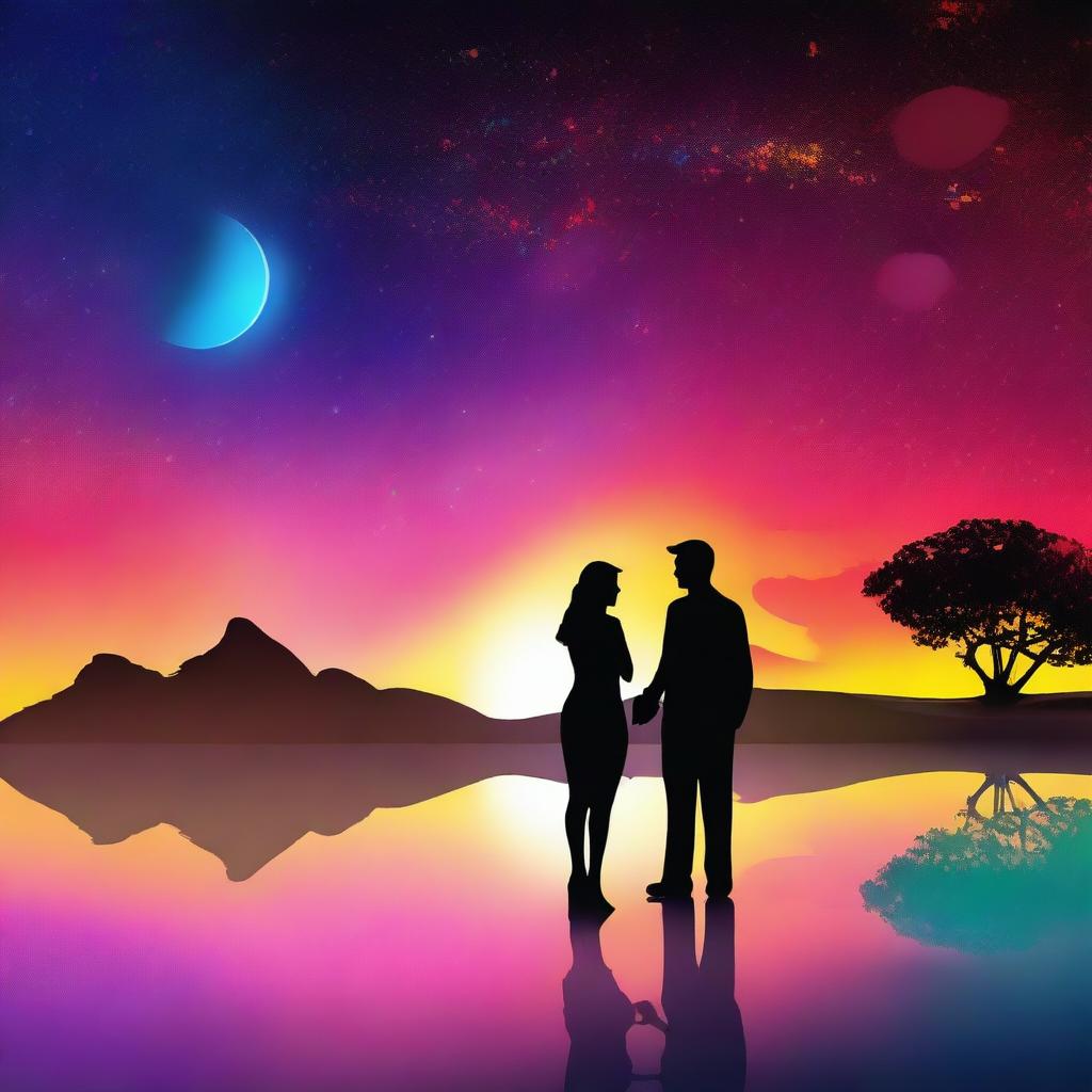 An exquisite digital art piece named 'Love: Reality or Mirage'