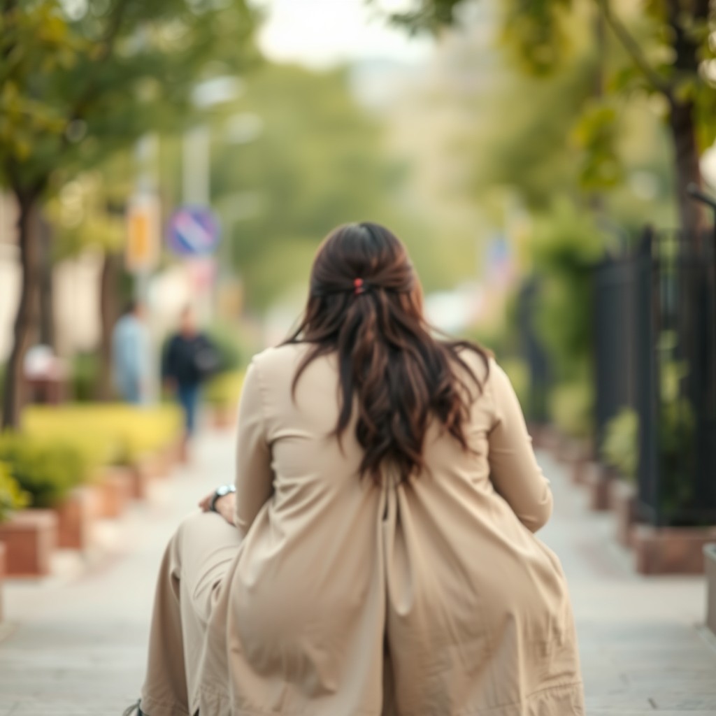 A calm, relational poster background depicting two individuals, either seated or walking side by side in a natural urban-suburban setting