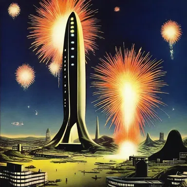 The futuristic world depicted in the science fiction film featured advanced technology, including squib-like fireworks.