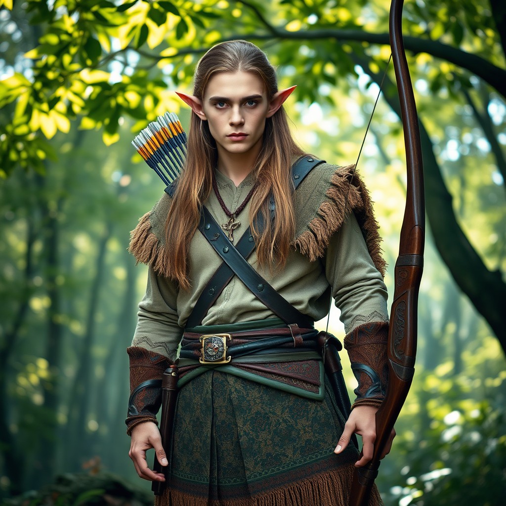 Enchanting Elf Ranger in Elegant Kilt