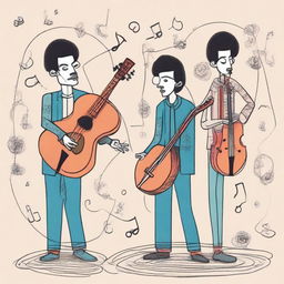 A drawing of four musicians in a parallel universe