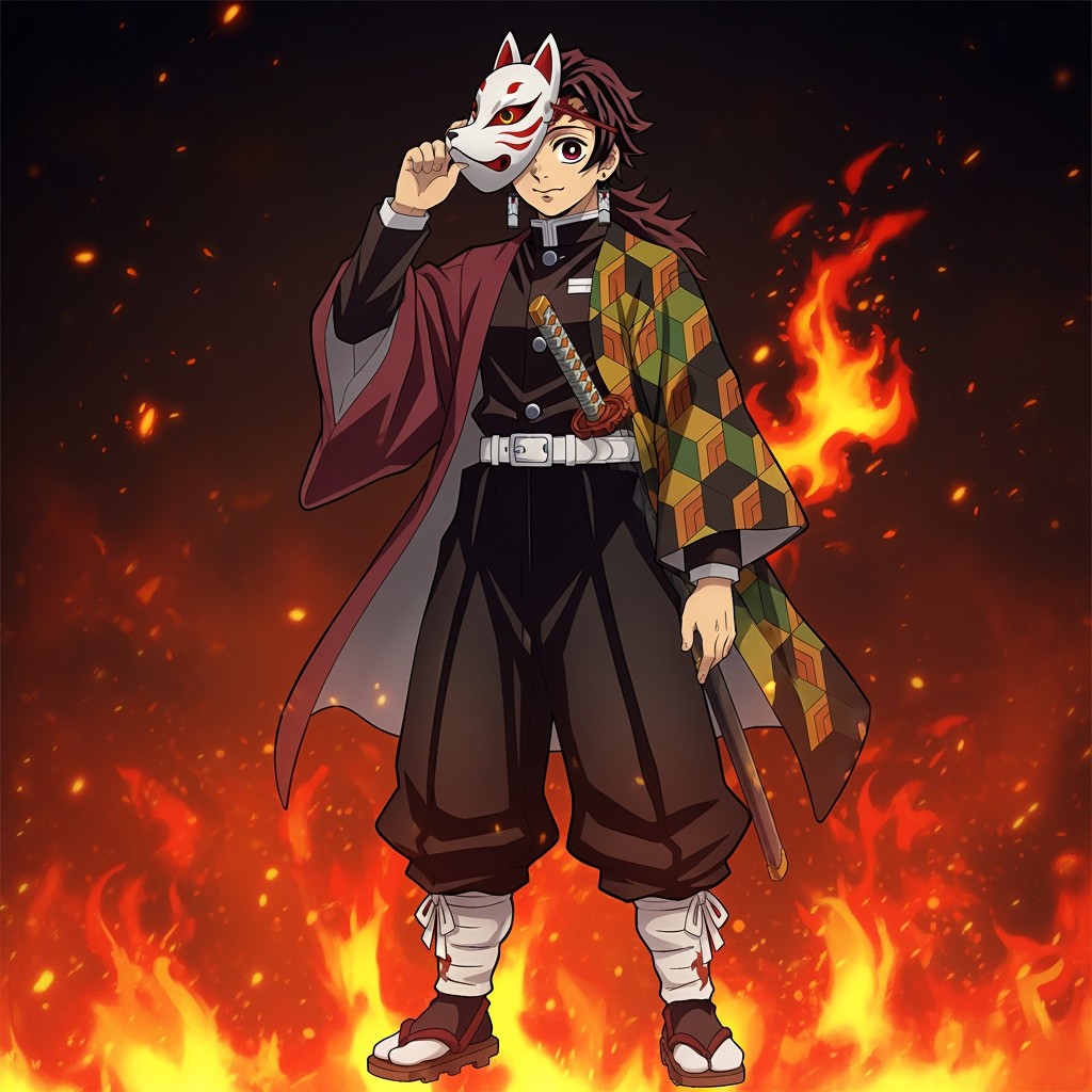 A tall and lean male demon slayer anime original character (OC) in his 20s, with striking black hair and dark brown eyes