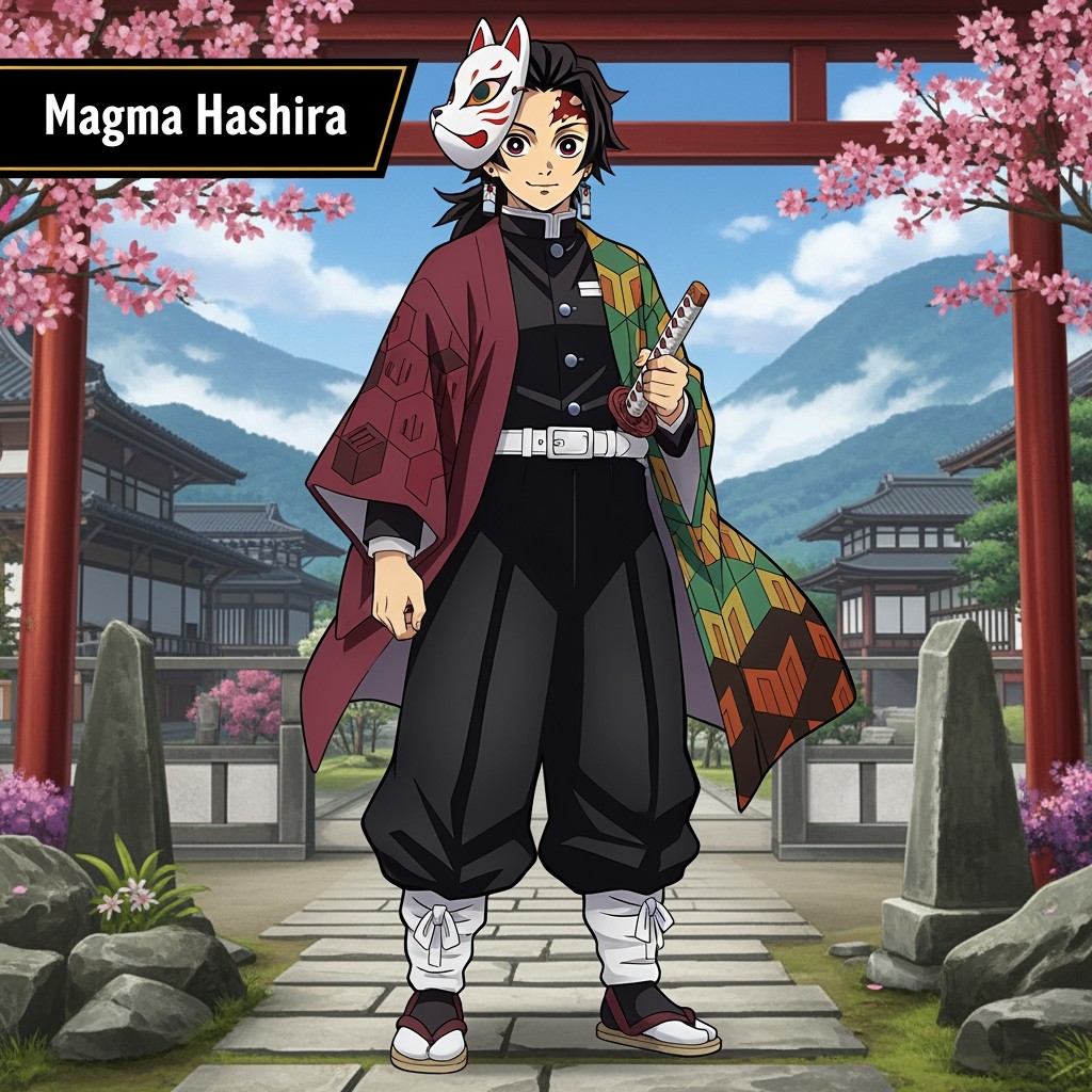 A tall young man in his 20s, depicting a male demon slayer anime original character