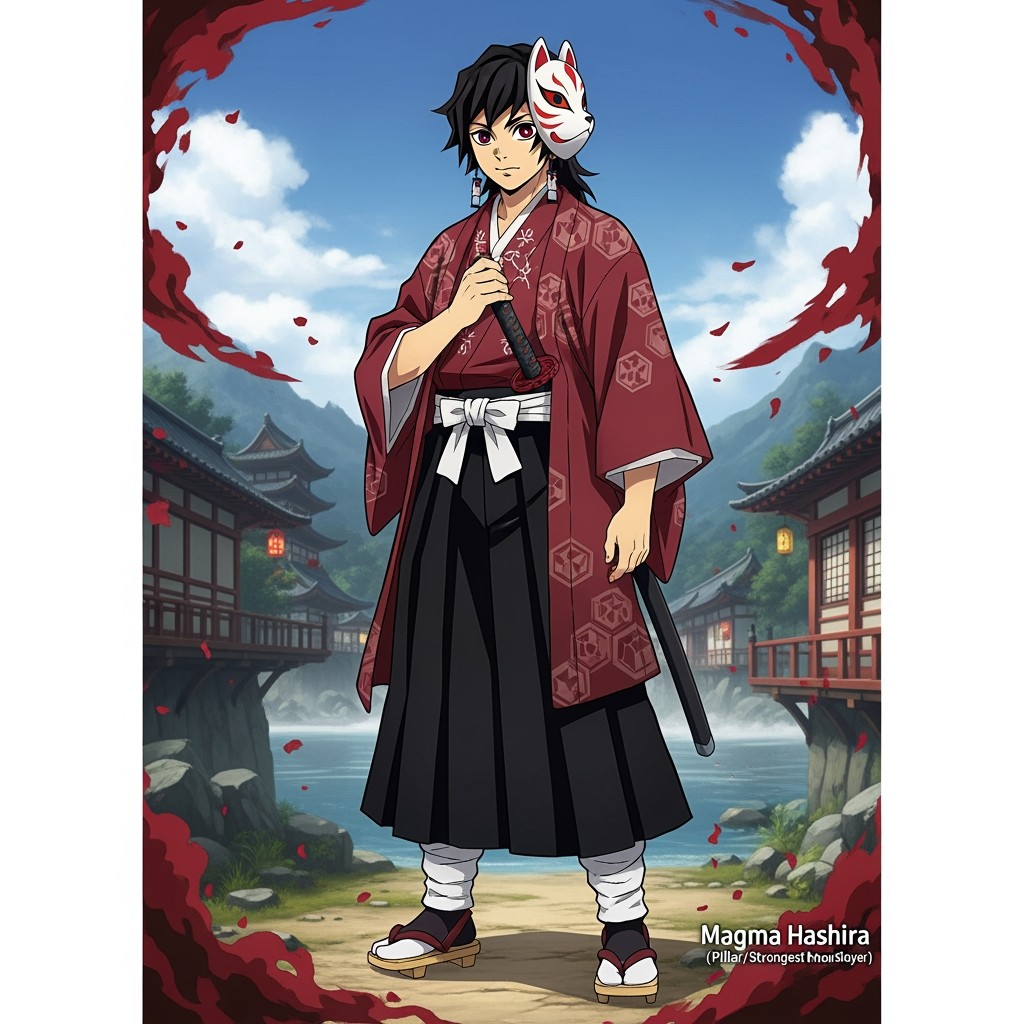 A tall young man in his 20s, representing a male demon slayer anime original character