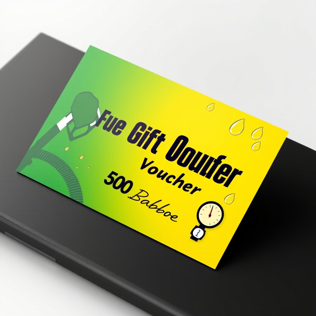 A visually striking gift card designed specifically for a fuel gift voucher of 50 liters