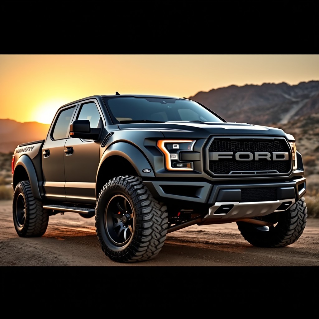 A luxury Ford Raptor customized by Mansory, showcasing its bold and aggressive design