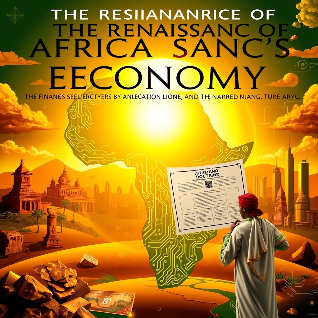 A visually powerful and conceptually rich book review cover image for “The Renaissance of Africa’s Economy” by Dr