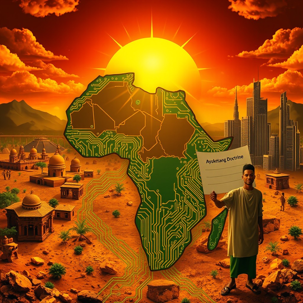 A visually powerful and conceptually rich image representing the book "The Renaissance of Africa’s Economy" by Dr