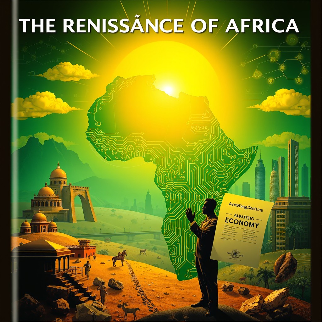 A visually powerful and conceptually rich image representing the book "The Renaissance of Africa’s Economy" by Dr