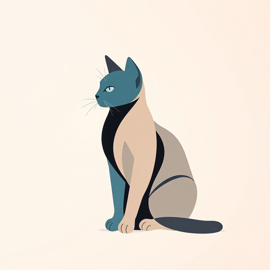 A stunning masterpiece painting of a cat, designed in an abstract minimal art style
