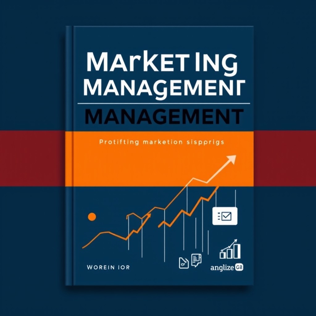 A sophisticated and engaging cover design for a Marketing Management textbook, showcasing a blend of modern aesthetics and professional appeal