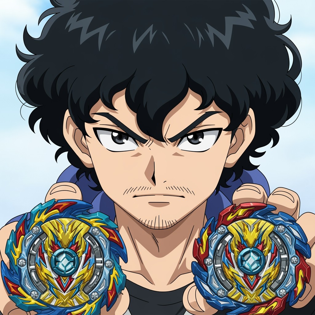 A 17-year-old male character with black, curly hair that frames his forehead
