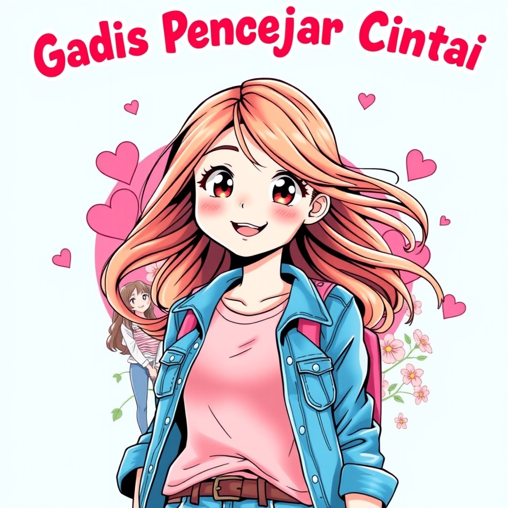 A colorful comic book cover featuring a teenage girl as the main character, titled 'Gadis Pengejar Cinta'