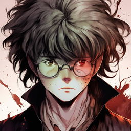 Illustration of Ajoi Tsiresy: a renowned former mangaka, reincarnated as an antagonist. He has distinct features including glasses, unruly hair, and a mysterious aura.