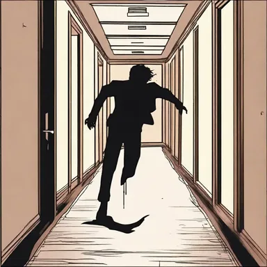In the horror movie, the protagonist desperately tried to escape the blocking of the mysterious figure chasing after them.