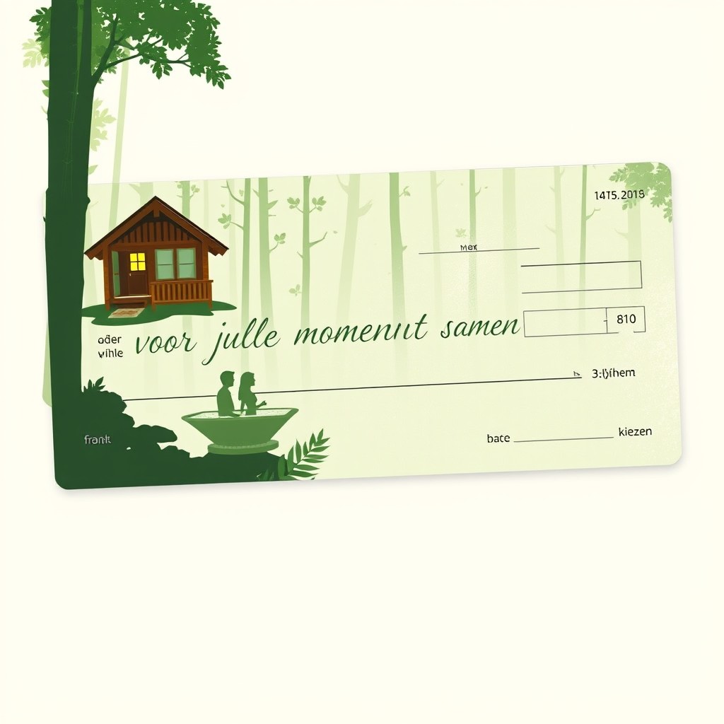 A cheque card designed with a relaxing nature theme, featuring green tones and a soothing atmosphere