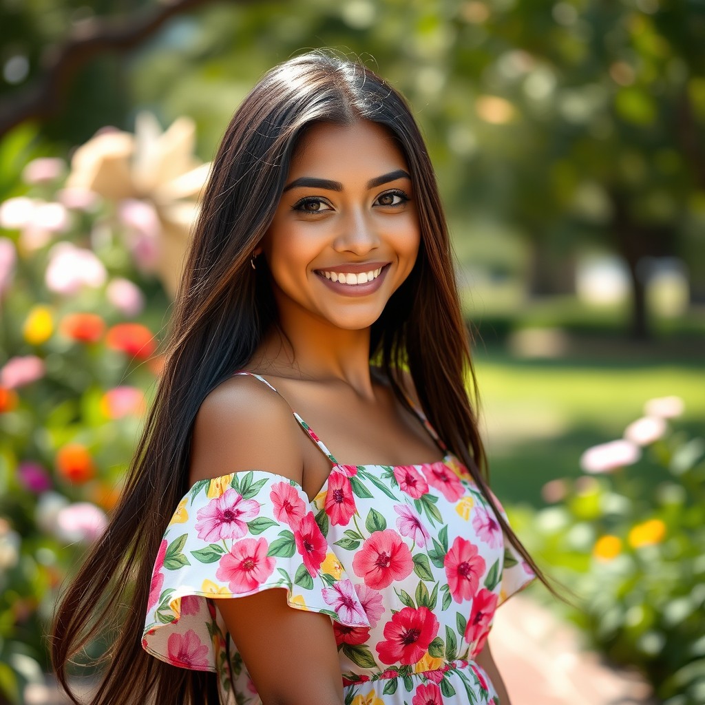 A stunning portrait of a youthful Hispanic woman with long dark hair, warm brown skin, and expressive brown eyes