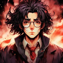 Manga depiction of Ajoi Tsiresy: a renowned former mangaka, reincarnated as an antagonist with distinctive features including glasses, unruly hair, and a mysterious aura.