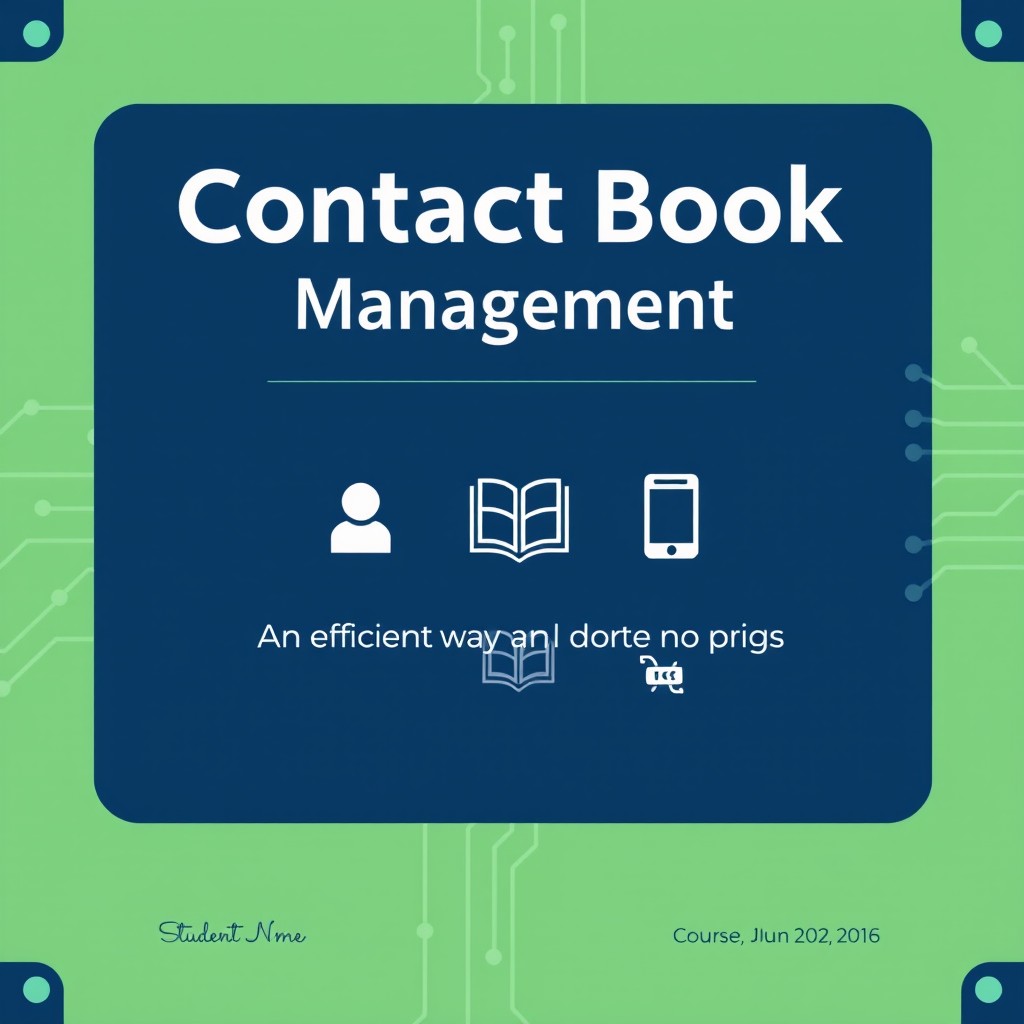 A visually appealing cover page for a computer science project titled 'Contact Book Management'