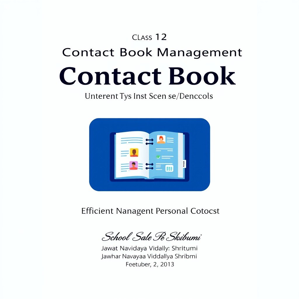 A professional cover page for a Class 12 computer science project titled 'Contact Book Management'