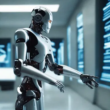 The futuristic robot in the science fiction movie requires two-handed operation to control its complex functions.
