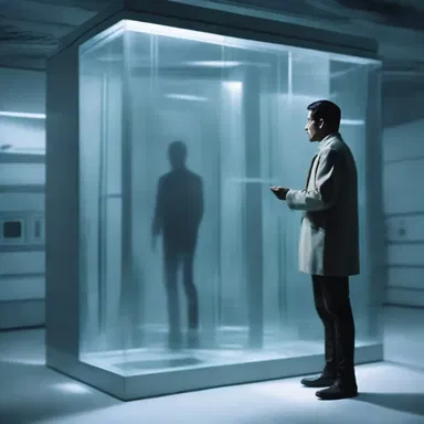 In the science fiction novel, the protagonist discovers a cataleptic chamber that freezes time for the person inside.